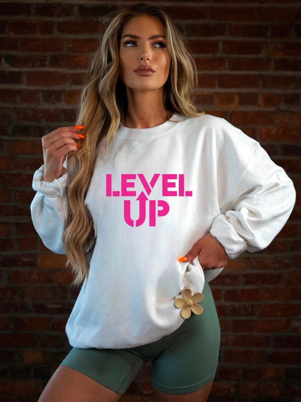 Level Up - Graphic Crew Sweatshirt - Size: S-XL