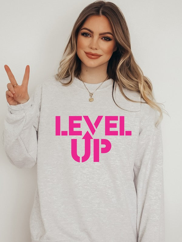 Level Up - Graphic Crew Sweatshirt - Size: S-XL