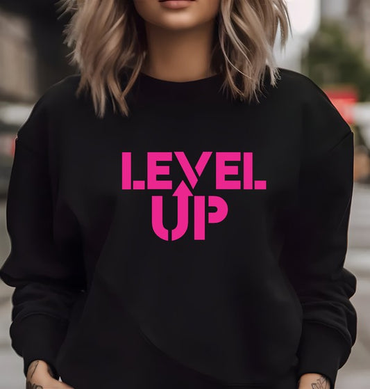 Level Up - Graphic Crew Sweatshirt - Size: S-XL