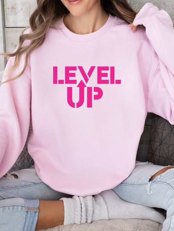 Level Up - Graphic Crew Sweatshirt - Size: S-XL