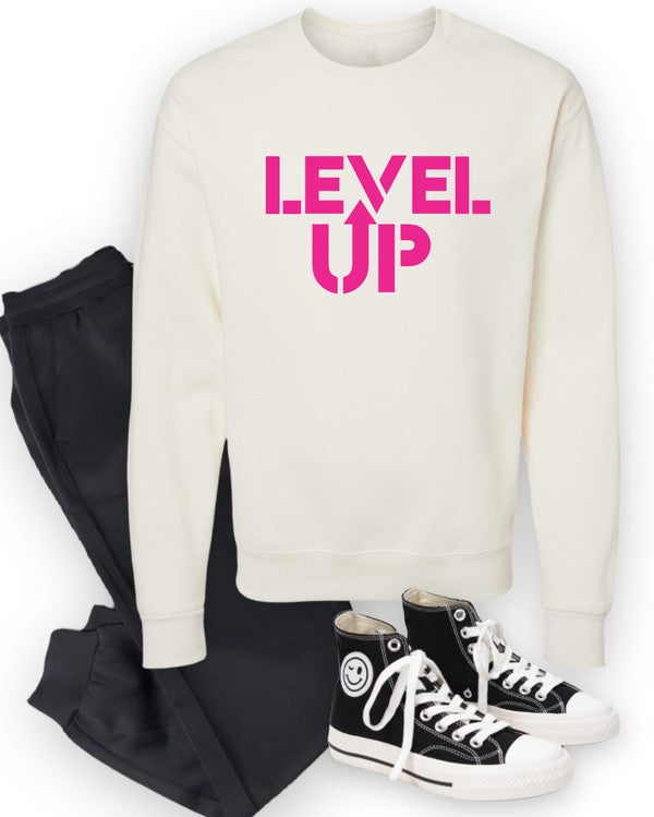 Level Up - Graphic Crew Sweatshirt - Size: S-XL