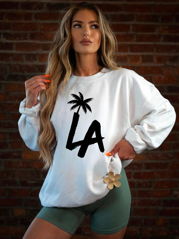 LA Palm Tree - Crew Neck Sweatshirt - Size: S-XL