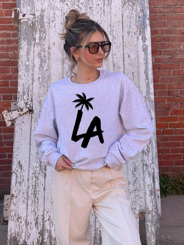 LA Palm Tree - Crew Neck Sweatshirt - Size: S-XL