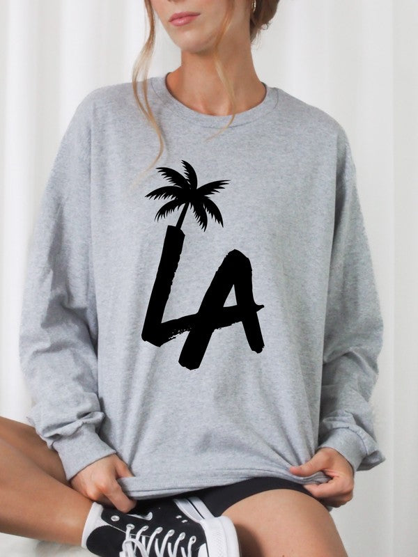 LA Palm Tree - Crew Neck Sweatshirt - Size: S-XL