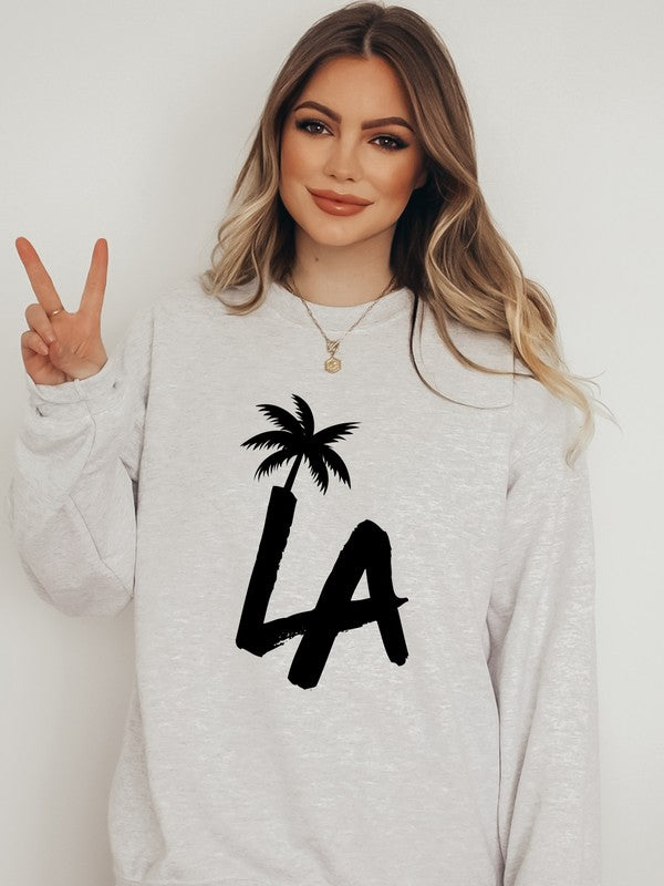 LA Palm Tree - Crew Neck Sweatshirt - Size: S-XL