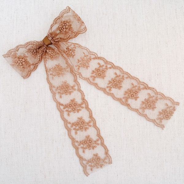 French Lace Sheer Bow Hair Clip