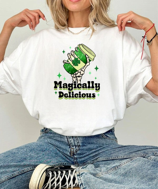 Magically Delicious Coffee - Graphic Crew Neck Tee - Size: S-XL - St Patrick's Day Collection