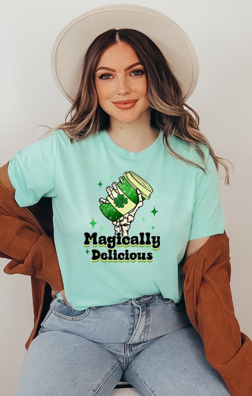 Magically Delicious Coffee - Graphic Crew Neck Tee (Bella Canvas) - Size: 2X-3X - St Patrick's Day Collection