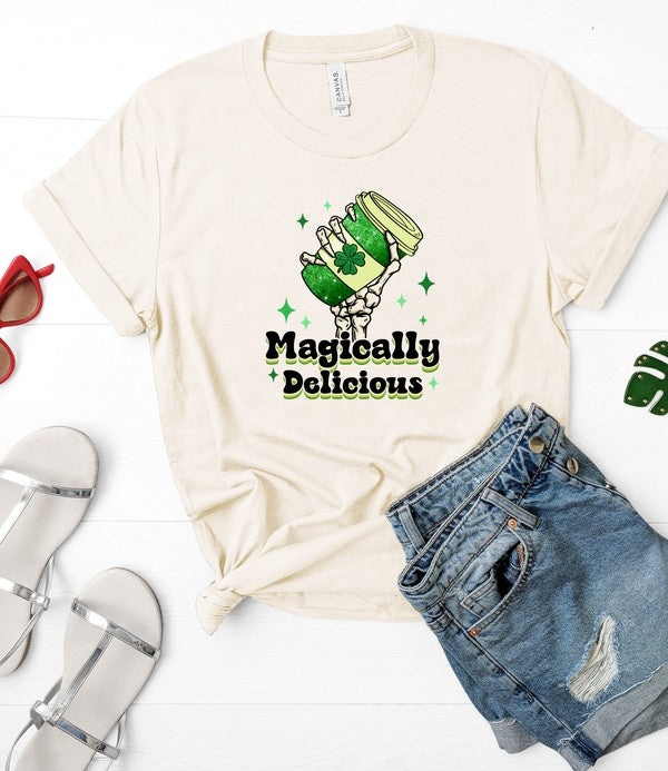 Magically Delicious Coffee - Graphic Crew Neck Tee (Bella Canvas) - Size: 2X-3X - St Patrick's Day Collection