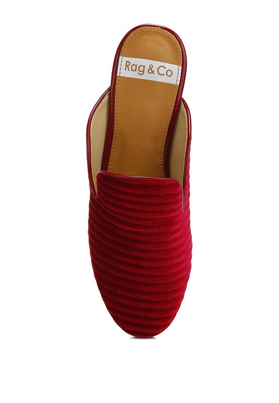 Rag & Co - Velvet Textured Slip On Mules