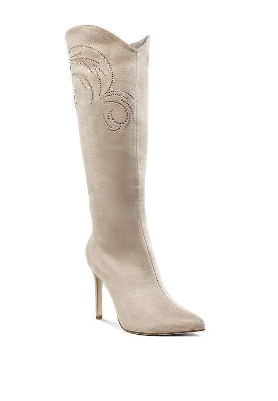 Becks Rhinestone Patterned Calf Boots