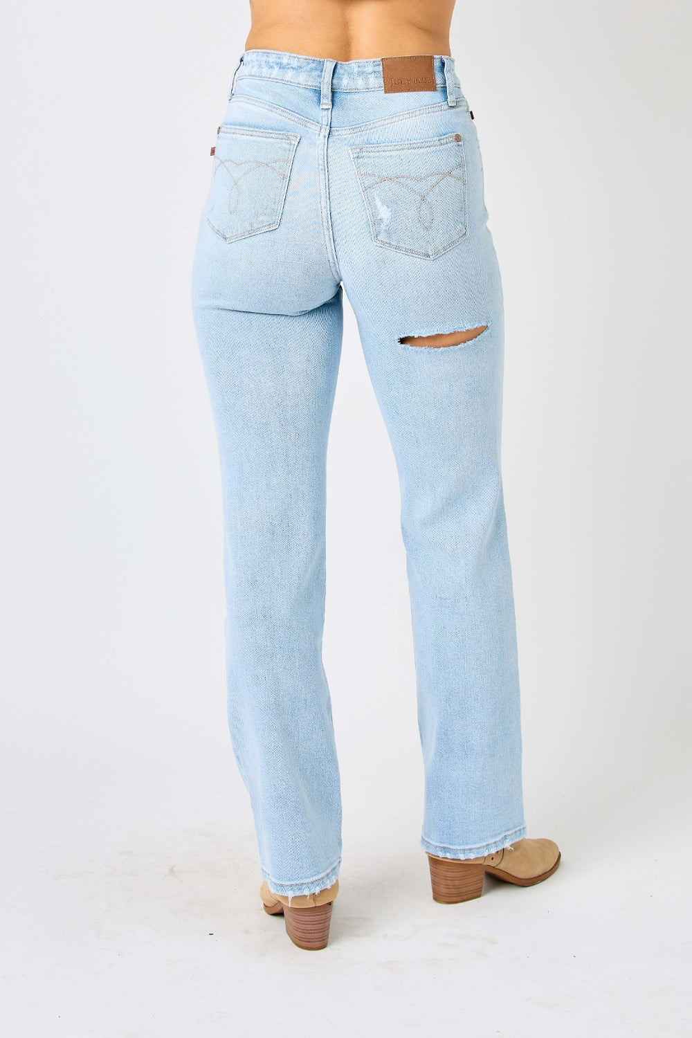 Judy Blue - High Waist Distressed Straight Jeans - 0-24W