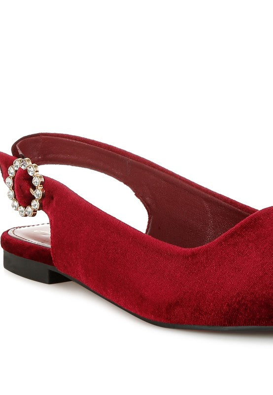 London Rag - Dolan Velvet Slingback Flat Sandals