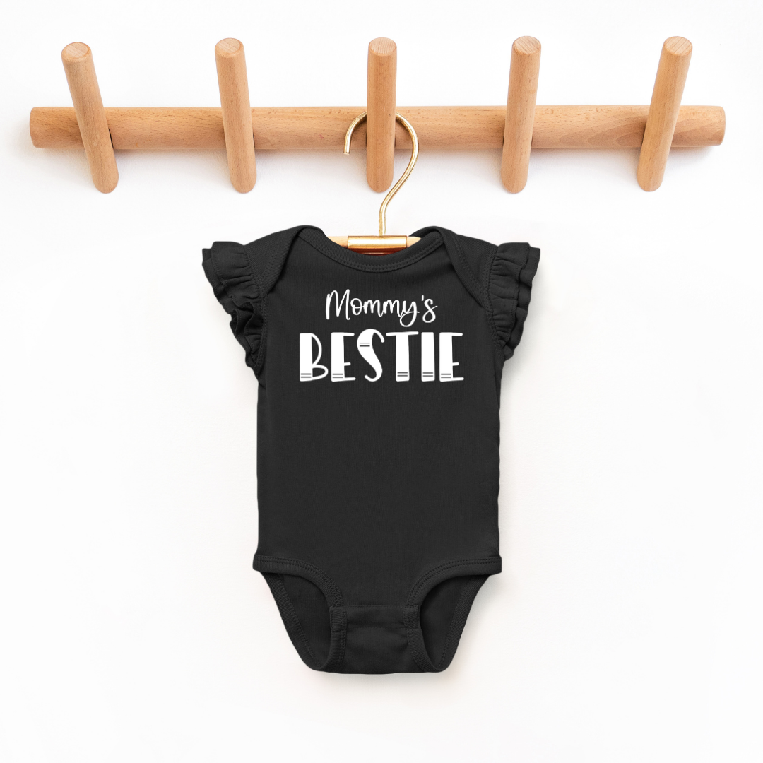 "Mommy's Bestie" - Toddler And Infant Flutter Sleeve Tee/Bodysuit