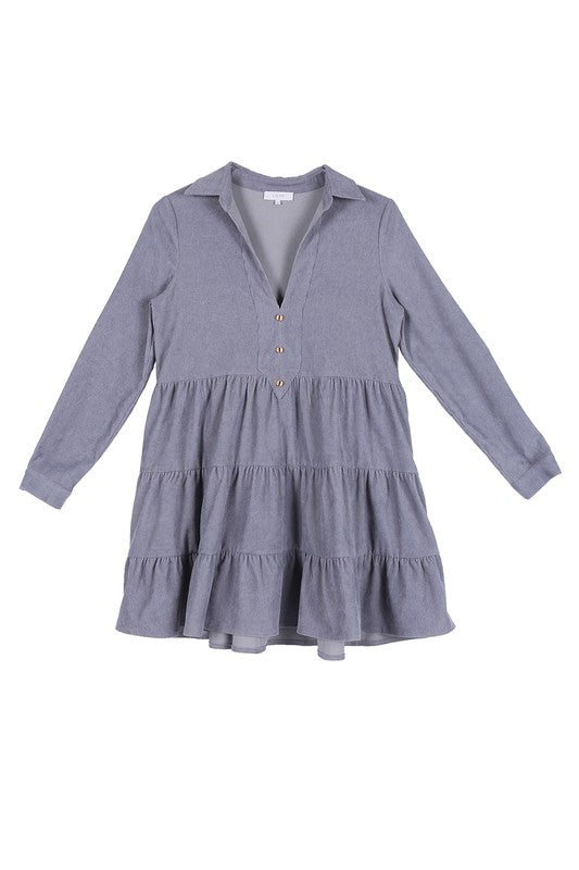 Lilou- Corduroy Tiered Dress