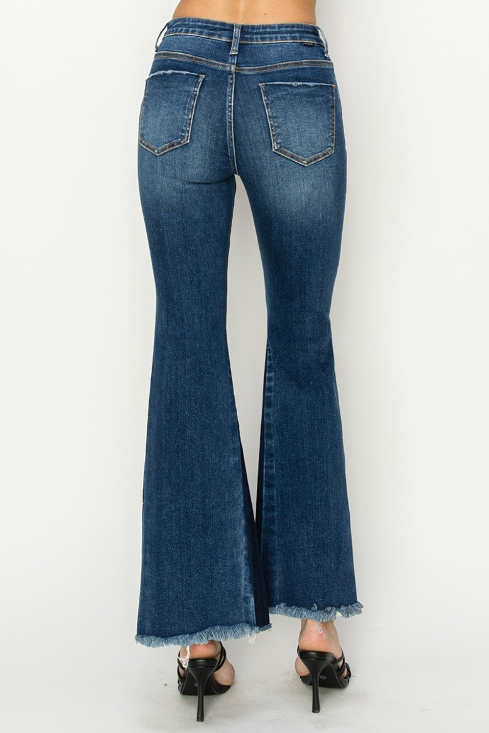 RISEN - High Rise Side Shadow Seam Detail Slit Flare Jeans - Size: 0-3XL