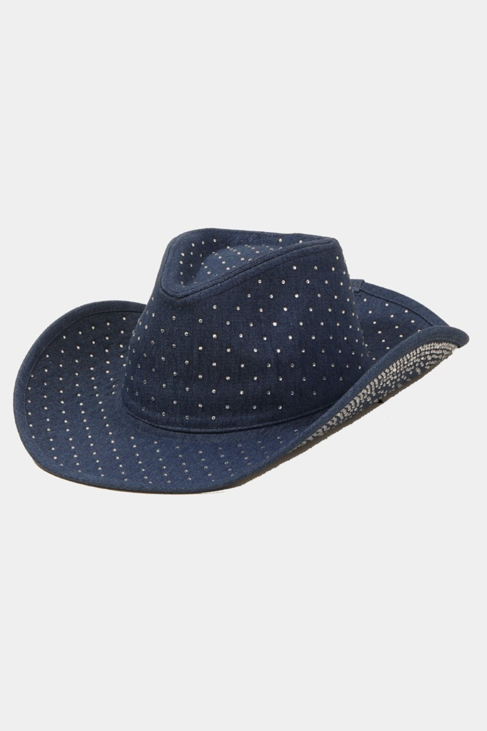 Fame - Rhinestone Wide Brim Denim Hat