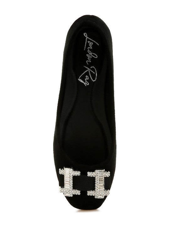 Rag & Co - Rhinestone Buckle Detail Ballerina Flats