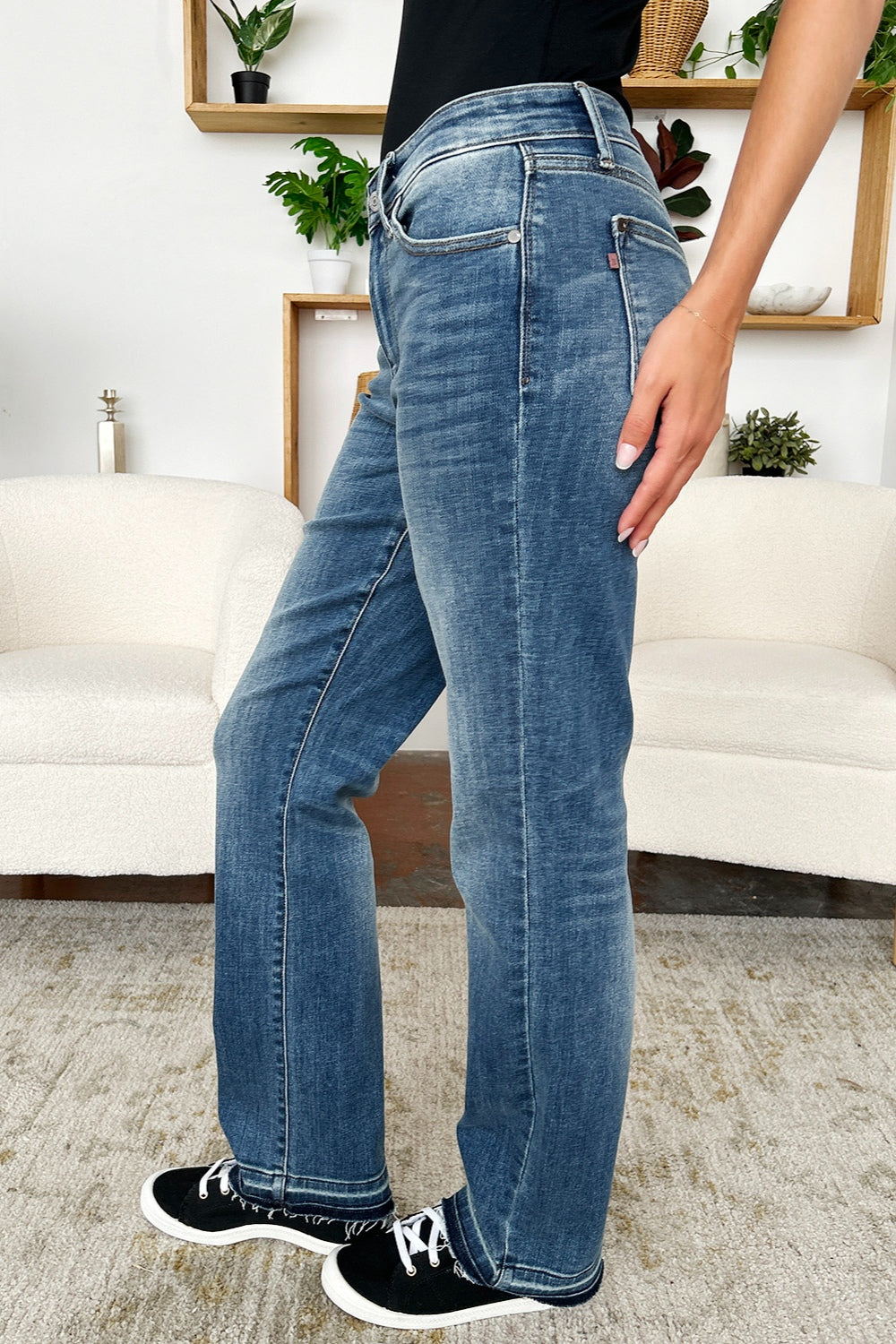 Judy Blue - Mid Rise Release Hem Jeans - Size: 0-24W