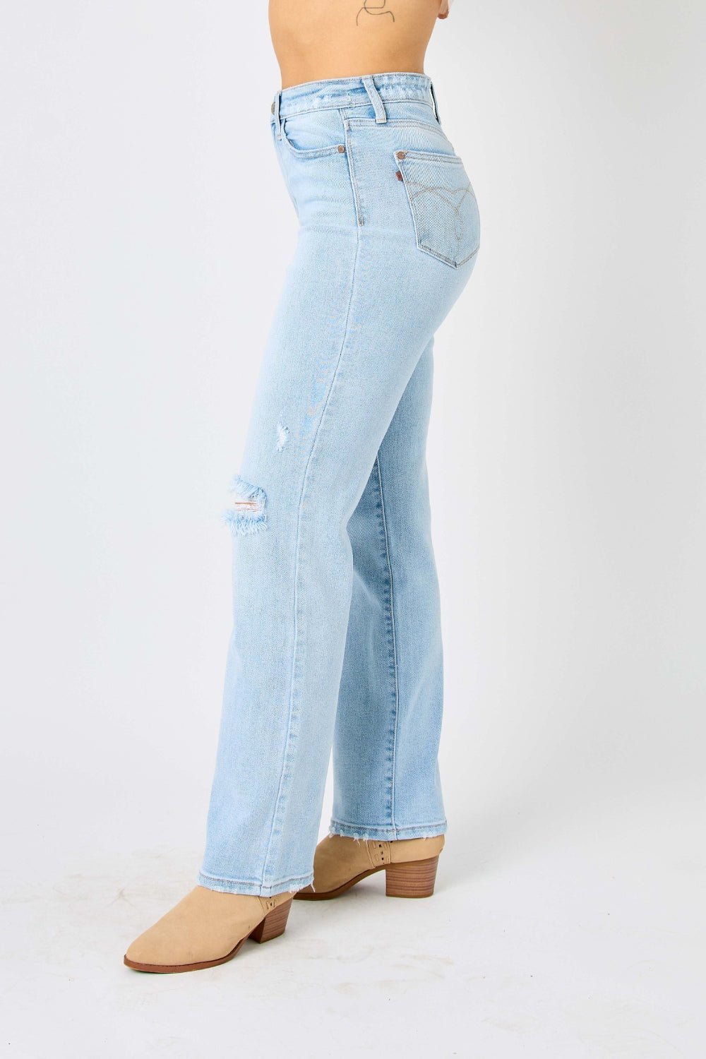 Judy Blue - High Waist Distressed Straight Jeans - 0-24W