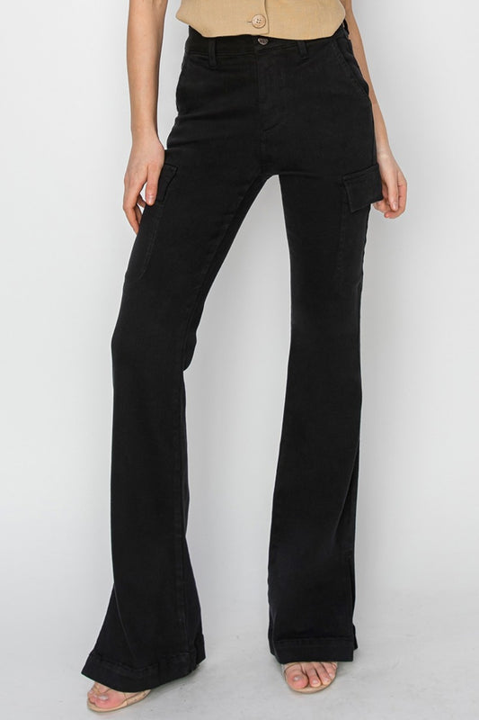 RISEN - High Rise Side Slit Cargo Bootcut Jeans - Size: 0-3Xl