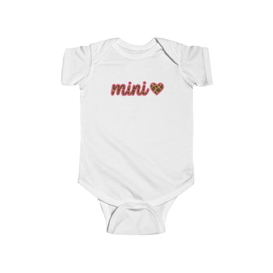 Mama & Mini - "Mini" Infant Bodysuit (Rabbit Skins) - Faux Embroidery Pink Leopard DTG Onesie - Size: NB-24M
