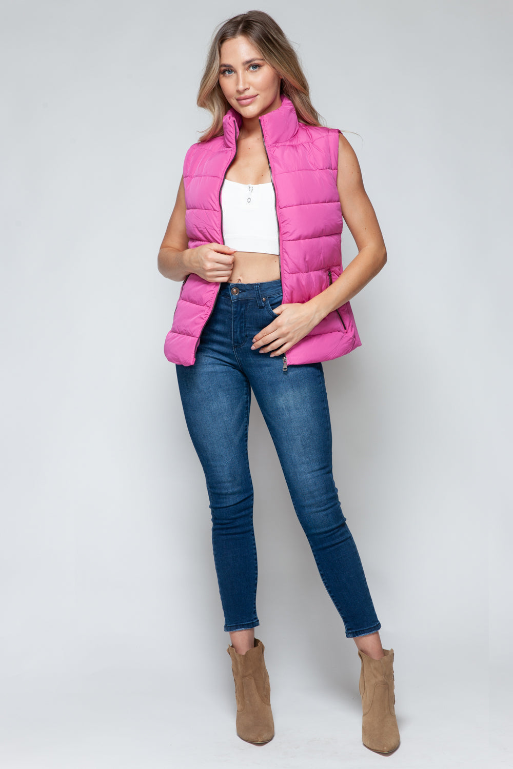 Snobbish - Zip Up Turtleneck Vest with Pockets