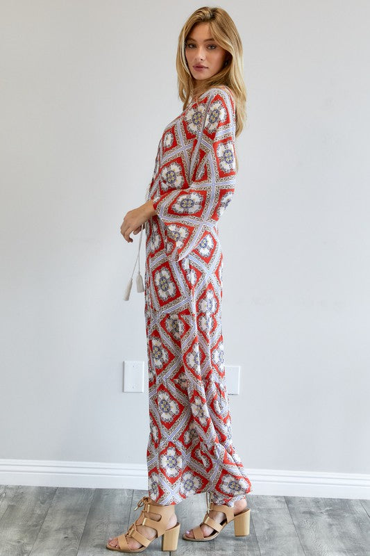 Davi & Dani - Printed Long Sleeve Loose Kimono