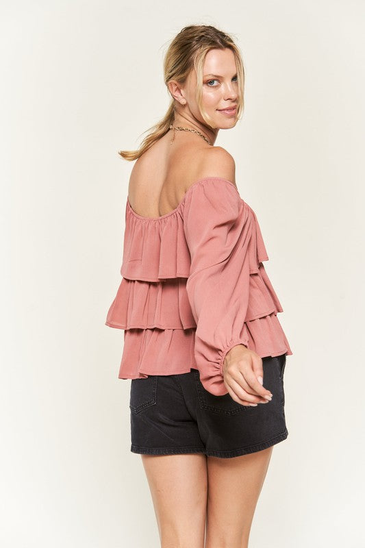 Jade by Jane - Tiered Flounce Designed Blouse - Plus