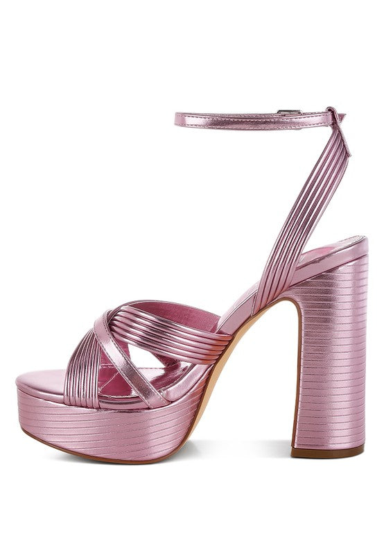 London Rag - Socialite Metallic Ankle Strap Heel Sandals