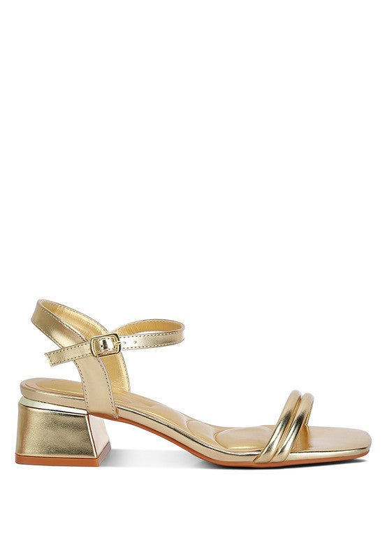 London Rag - Zabou Metallic Ankle Strap Low Block Heels