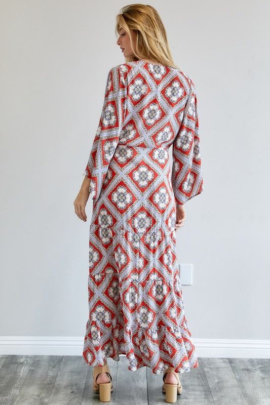 Davi & Dani - Printed Long Sleeve Loose Kimono