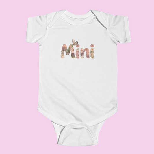 "Mini" Spring Floral Infant Bodysuit (Rabbit Skins) - Size: NB-24M - Mama & Mini Matching Shirts