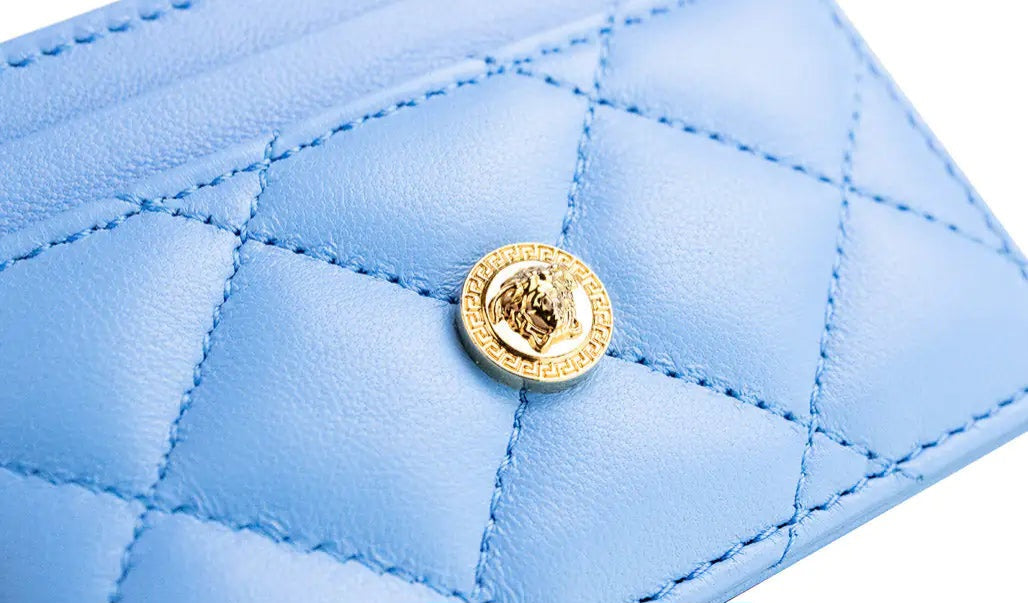 Versace - Mini Medusa DV Blue Quilted Leather Card Case - (The Luxe Line)