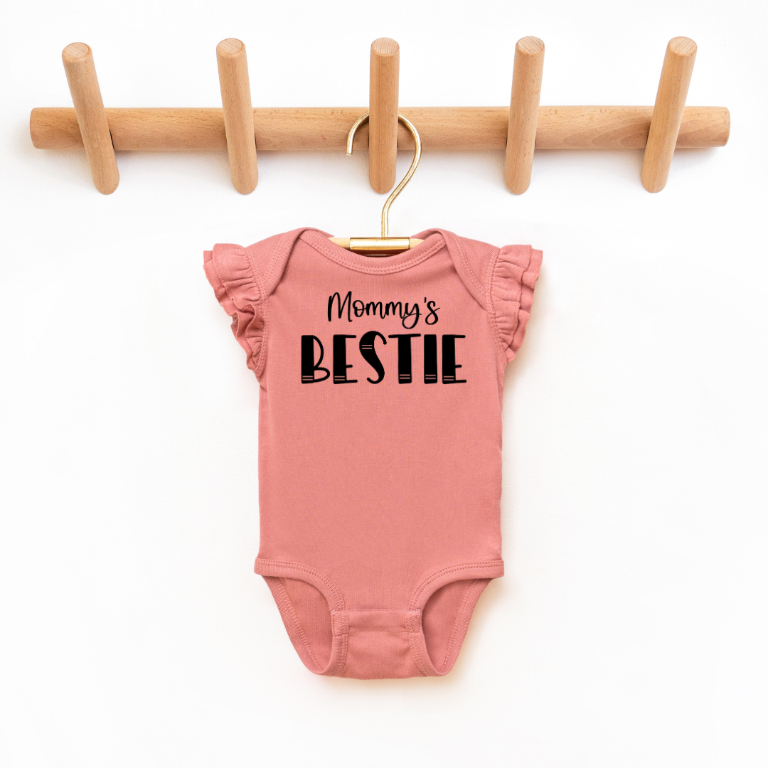 "Mommy's Bestie" - Toddler And Infant Flutter Sleeve Tee/Bodysuit