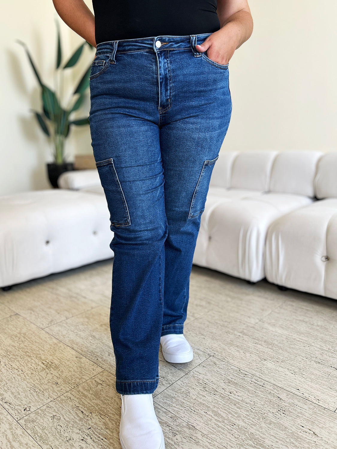 Judy Blue - High Waist Straight Cargo Jeans - Size: 0-24W