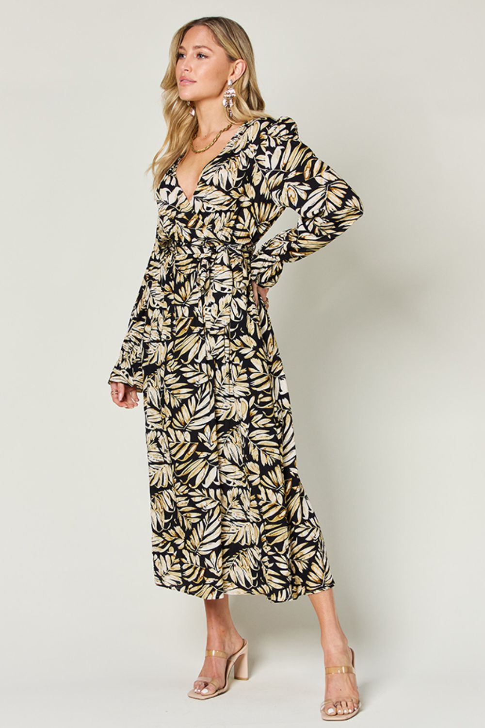 Double Take - Tie Back Flounce Sleeve Dress - Size: S-3XL