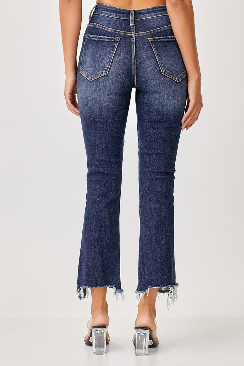 Risen - Frayed Hem Cropped Straight Jeans - Size: 0-3XL