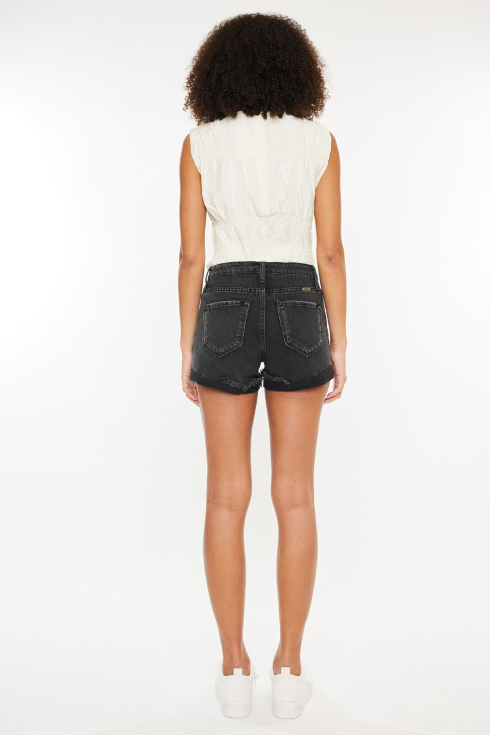 Kancan - High Waist Distressed Denim Shorts