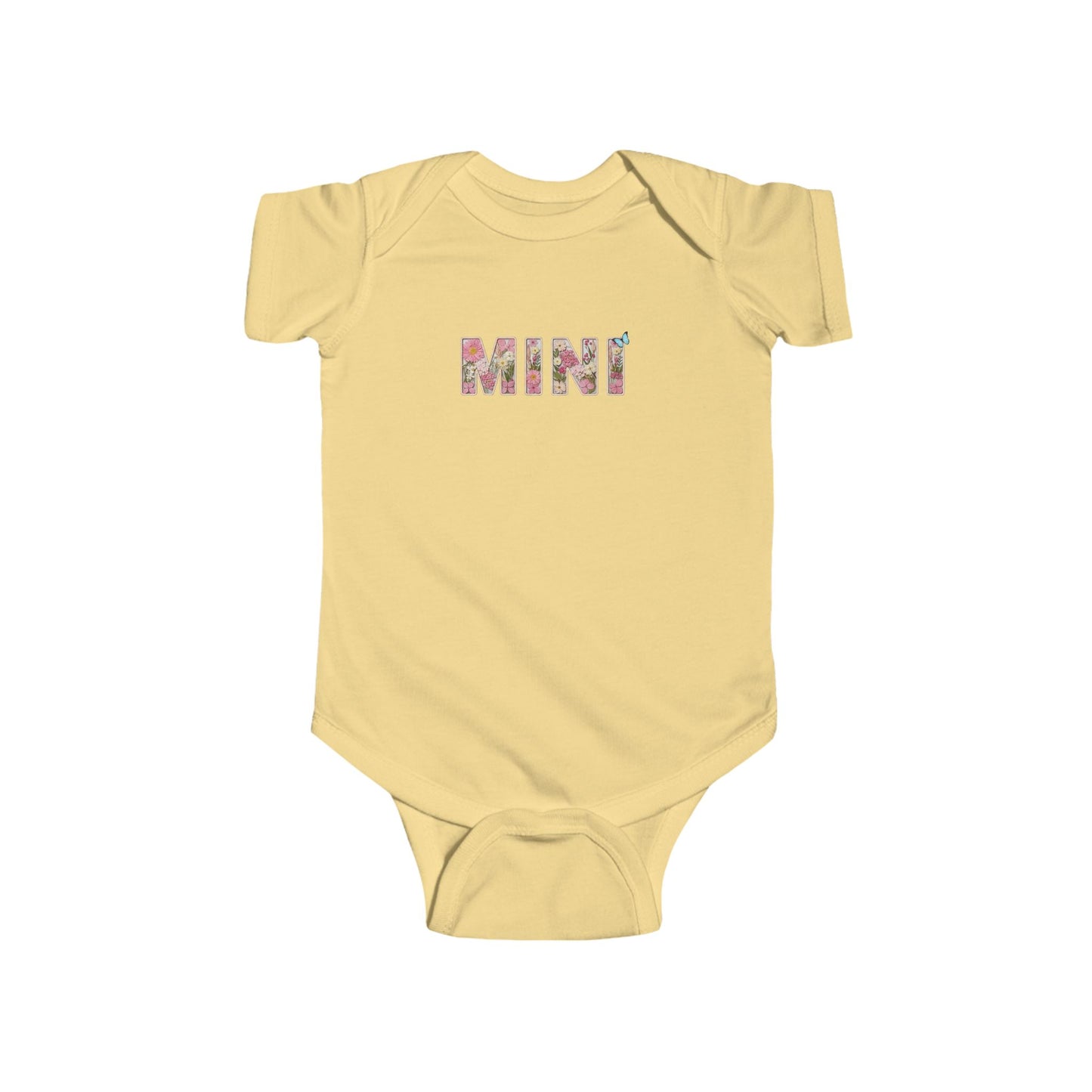 Spring Floral "Mini" Infant Bodysuit (Rabbit Skins) - Size: NB-24M - Matching Kids Shirt, Mommy and Me Outfit, Cute Floral Lettering Kids Top