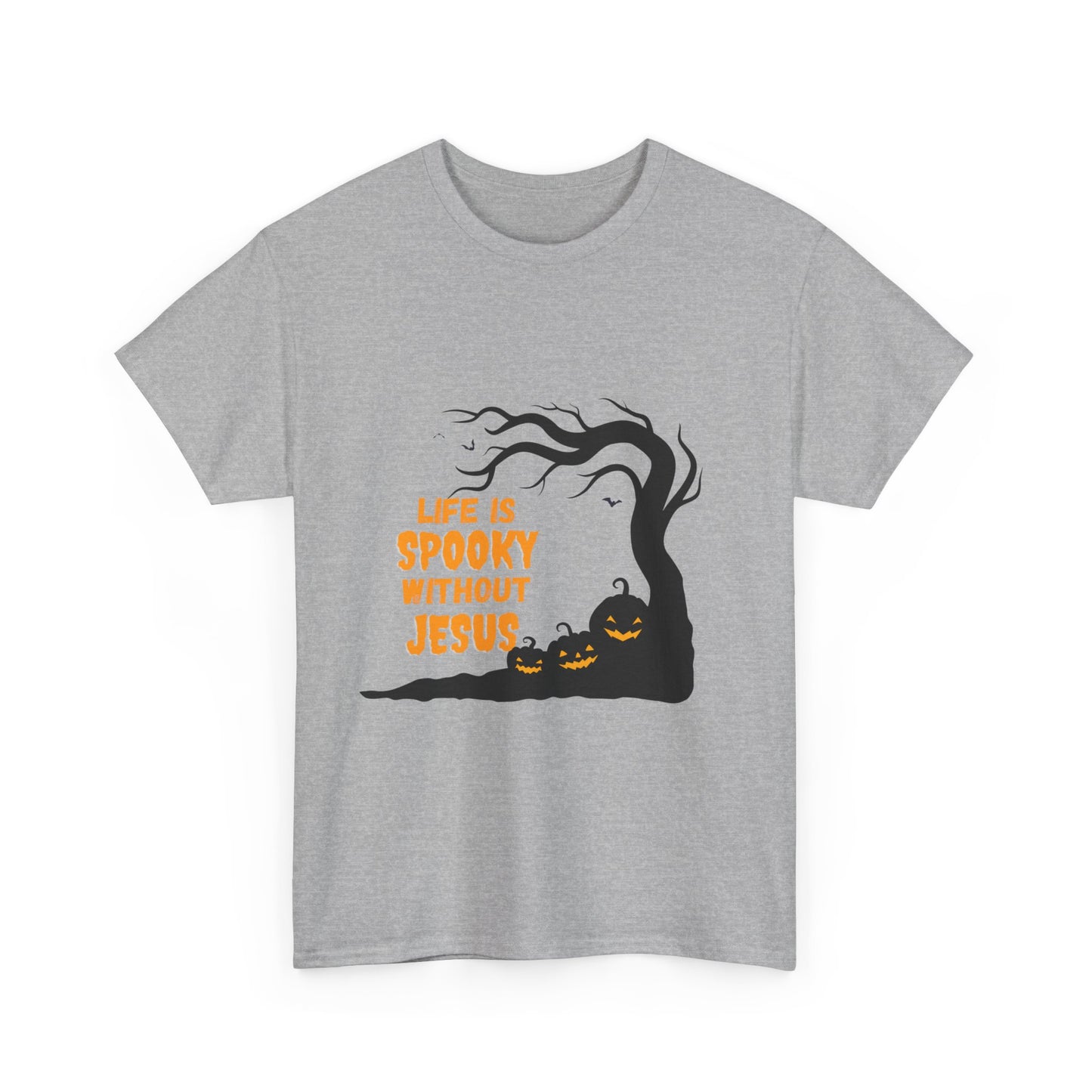 Life Is Spooky Without Jesus - Gildan Unisex Heavy Cotton Graphic Tee - Halloween Collection