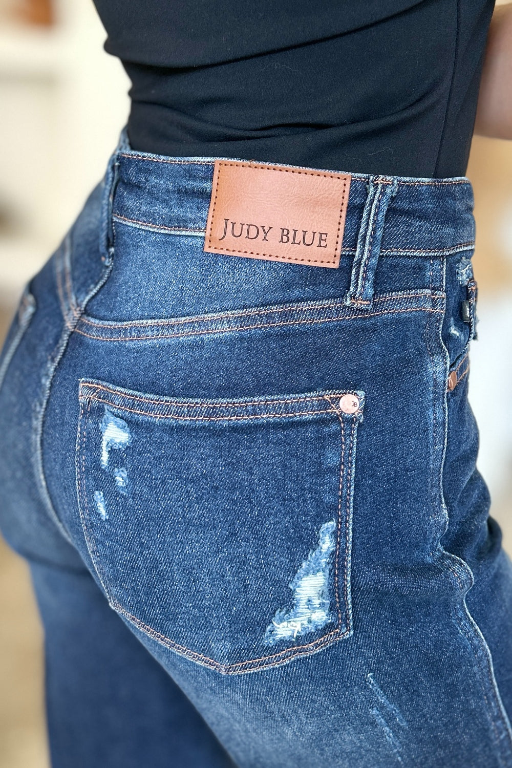 Judy Blue - High Waist Rigid Magic Heavy Destroy Straight Jeans - Size: 0-24W