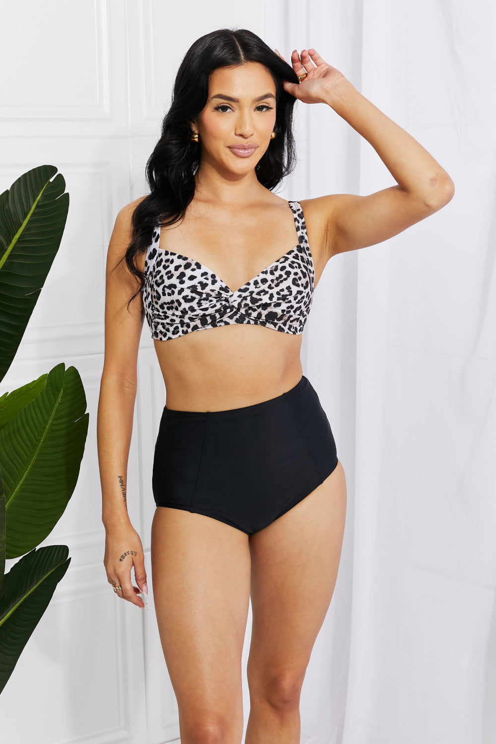 Marina West Swim - Take A Dip Twist High-Rise Bikini in Leopard