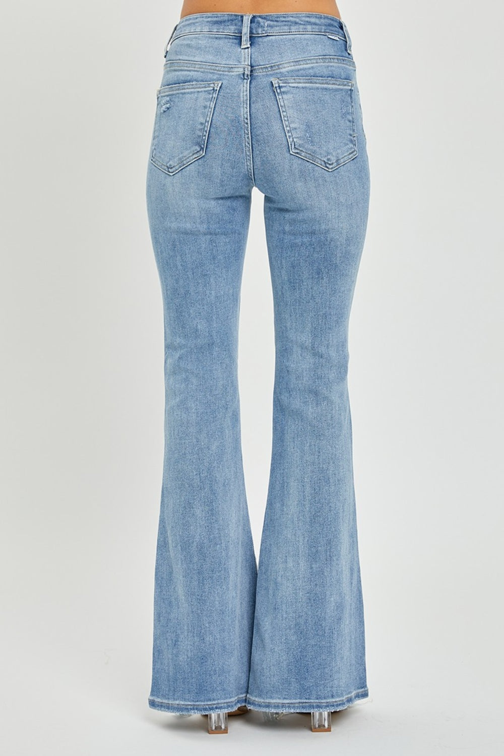 Risen - High Rise Frayed Hem Flare Jeans - Size: 0-3XL