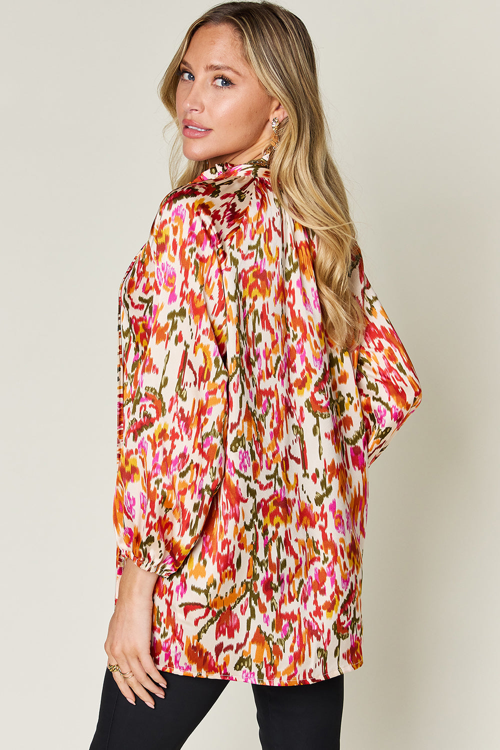 Double Take - Printed Button Up Long Sleeve Shirt - Size: S-3XL