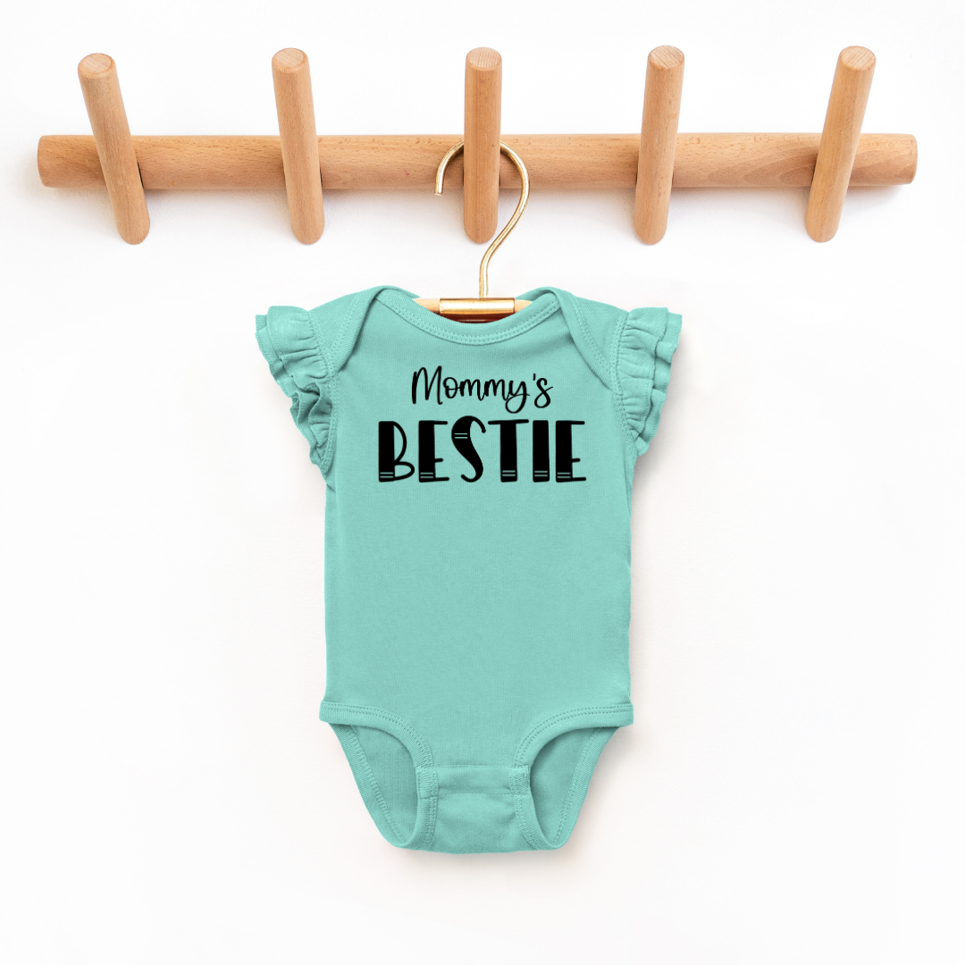 "Mommy's Bestie" - Toddler And Infant Flutter Sleeve Tee/Bodysuit