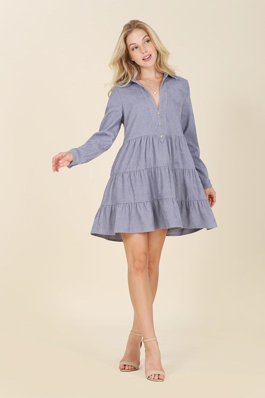 Lilou- Corduroy Tiered Dress