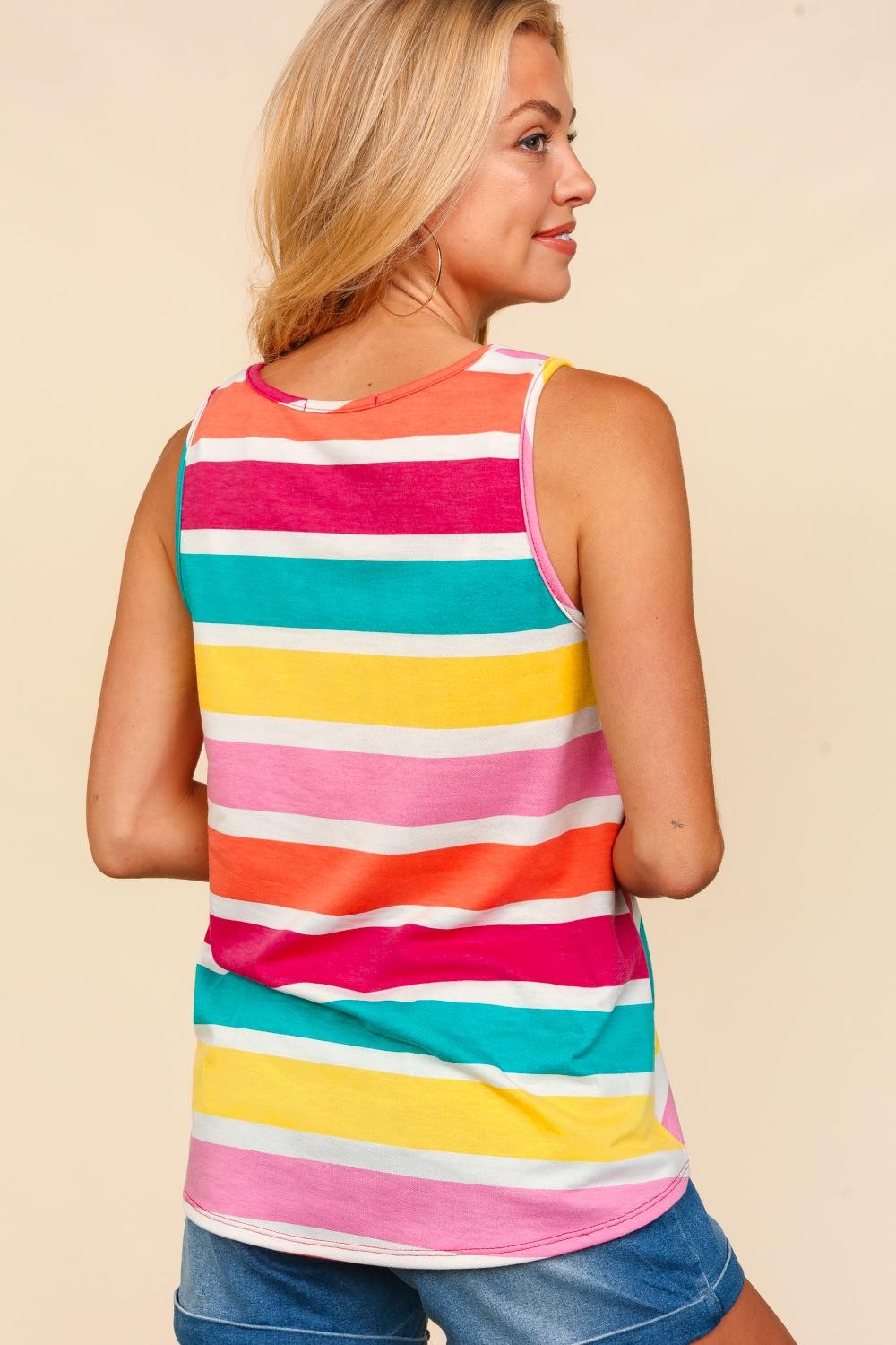 Haptics - Round Neck Striped Knit Tank