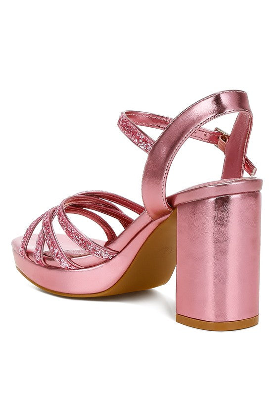 London Rag - Sparks Fly Glitter Strappy Block Sandals