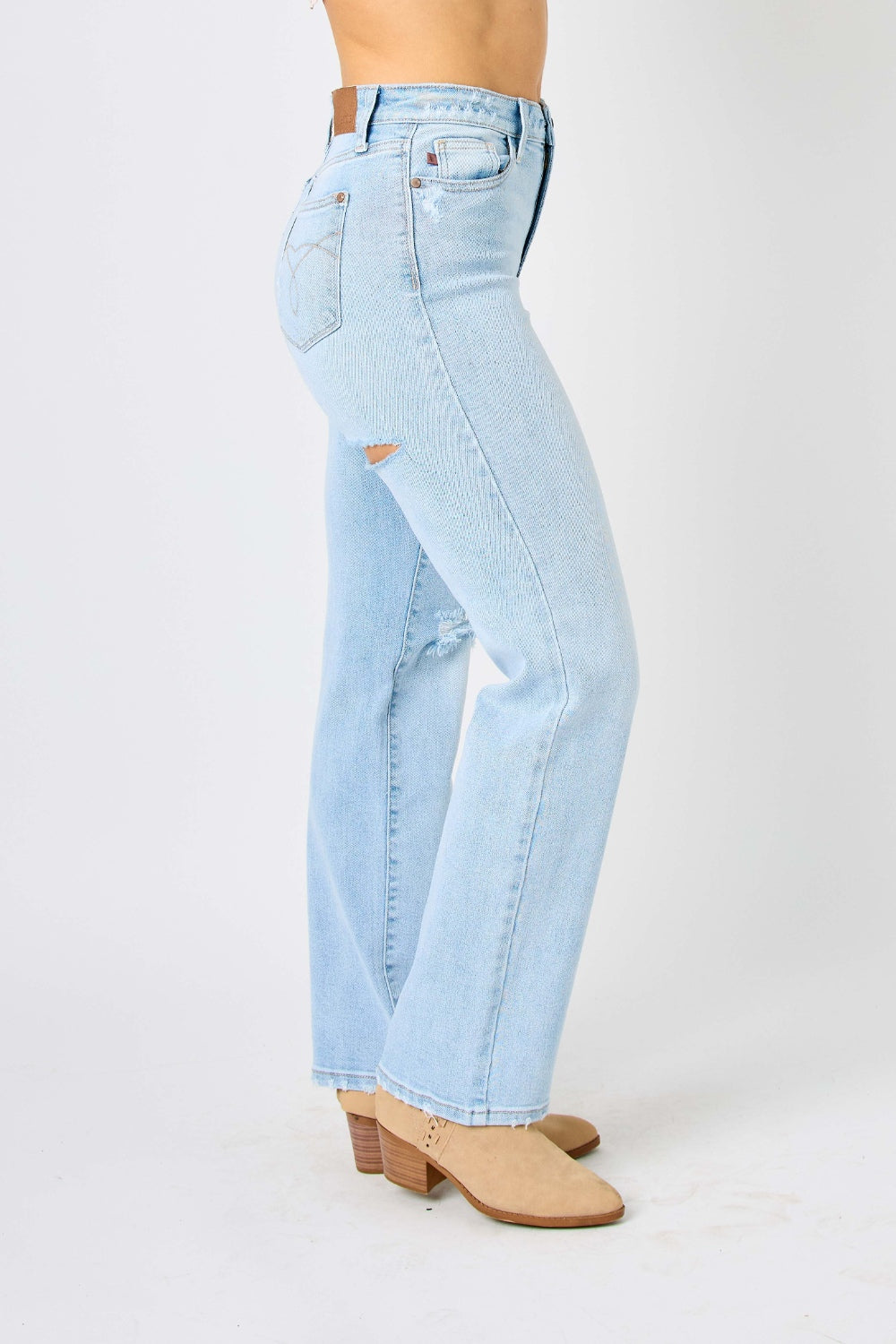 Judy Blue - High Waist Distressed Straight Jeans - 0-24W